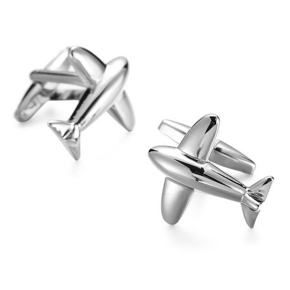 Silver Low Wing Airplane Aviation Cufflinks - Picture 4 of 9